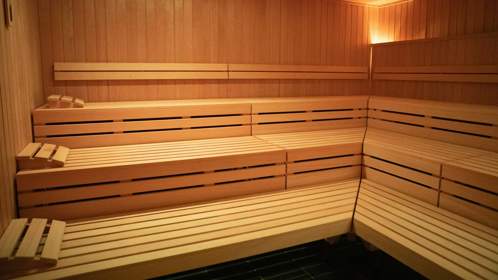 a wooden staircase in a room